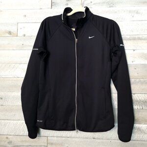 NIKE women sz M Dri-Fit zip up black jacket.